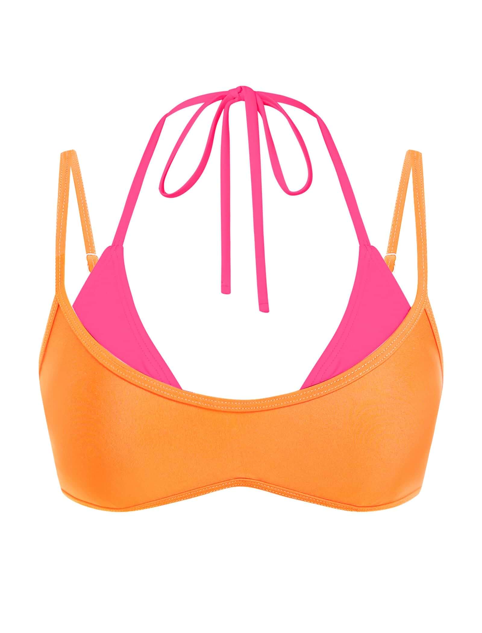 ZAFUL Women's Polka Dot Bikini Tops Double Layer Halter Swimsuit Top Only Color Block Bathing Suit Tops for Women Plaid Swimwear Dual Straps Floral Bikini Top Push Up Tops