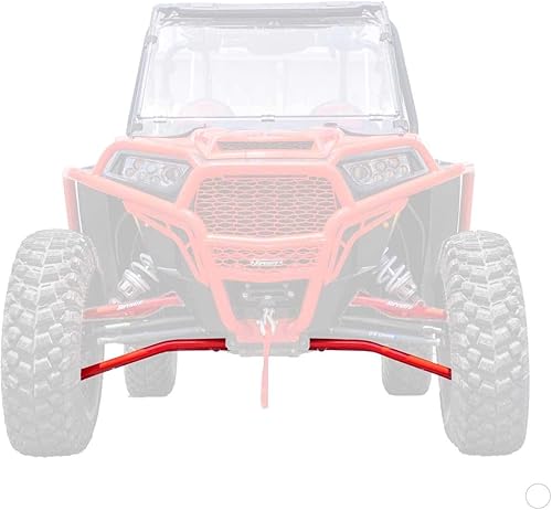 SuperATV (2) Brazos A de baja holgura alta para Polaris RZR XP TurboXP 4 Turbo 2016-2021 No ajustable Rojo Rótulas de servicio estándar Tubo de