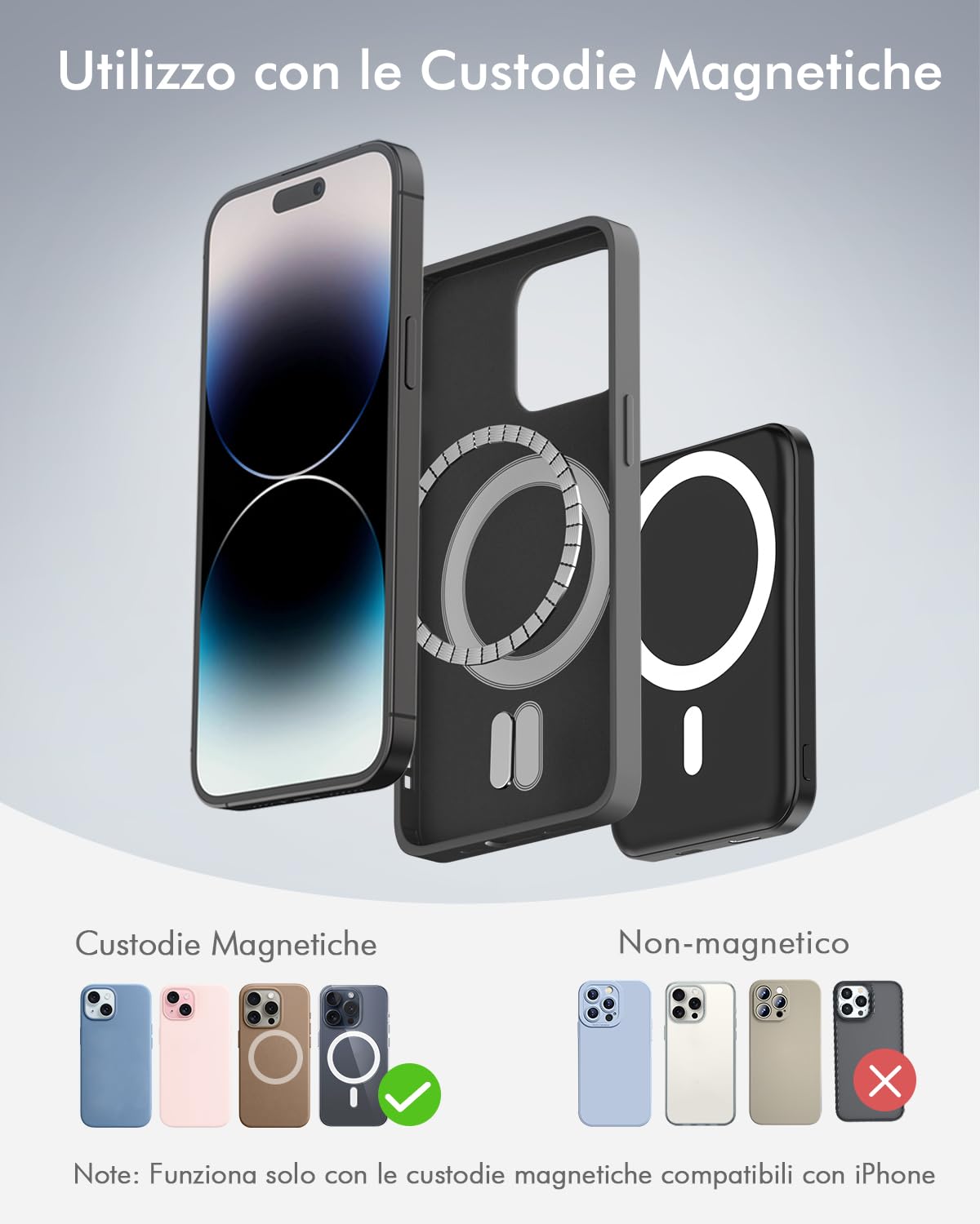 Podoru Powerbank con Mag-safe, 5000mAh Power Bank per iPhone 20W PD Ricarica Rapida Caricatore Portatile Power Bank Magnetico con Type-C/Lighting per iPhone 16/15/14/13/12 Serie (Nero)