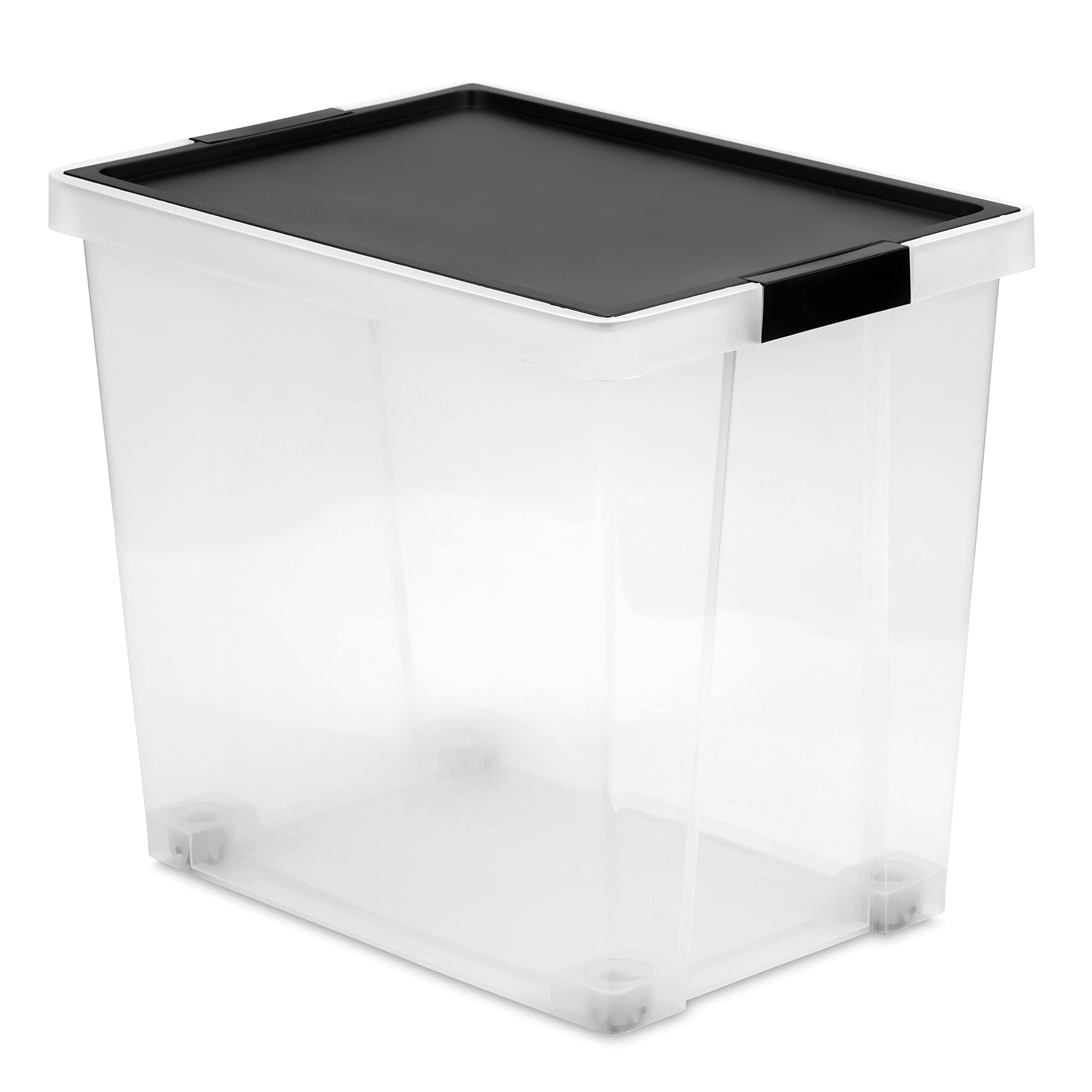 TATAY Plastic Storage Box with Lid 60L Multipurpose - Style | Lid with Hinges Included | Stackable and Lightweight Design | Wheels Included | BPA Free Plastic | 37x51x45 cm, Black