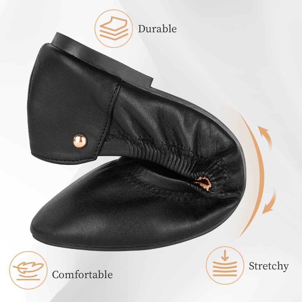 OFFCUP Ballerines Femme Flats Chaussures, Ballerines Femme Plates Pliable, Chaussures Pointe Ronde Fermé Respirantes Confortable Ballerines Loafers pour Les Mariages et Les fêtes