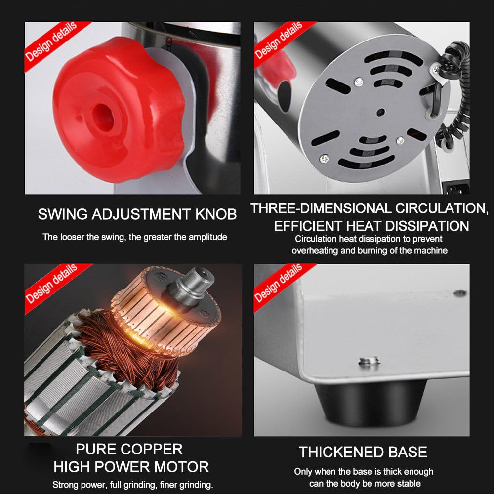 Macina Spezie 32000rpm Macinacaffè Multifunzione Macina Spezie per Alimenti Macina Spezie in Acciaio Inox Macchina per Macina Spezie a Secco Macchina per Polvere in Acciaio Inox Uso Domestico,1000g