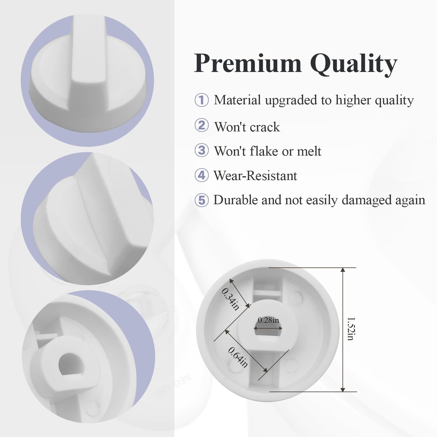 Paquete de 2 pomos de repuesto para Luxe Bidet Neo 120 y Neo 185, accesorios de perilla para Luxe Bidet Neo 120 y Neo 185 (4, blanco)
