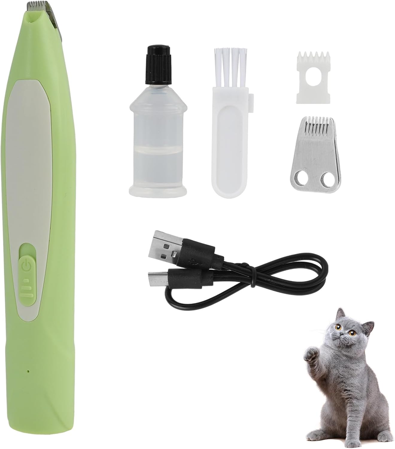 Cordless Dog Paw Trimmer with LED Light, Low Noise Pet Trimmer for Paws Eyes Ears and Face, Rechargeable Dog Clippers and Cat Grooming Tool for Small Areas and Sensitive Spots