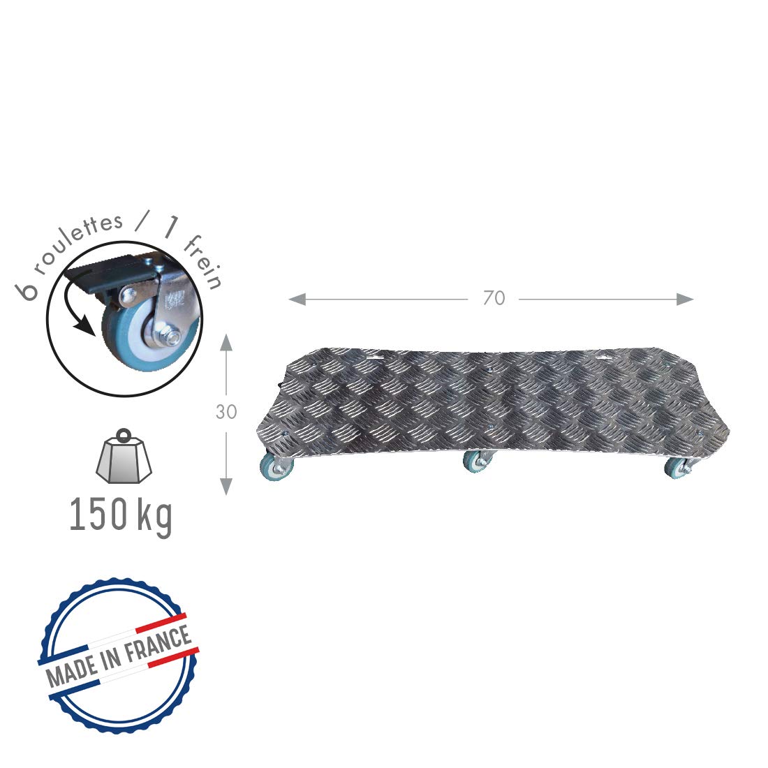 Louis Moulin Roule-Plante Aluminium - Spécial bac 70x30 cm - Made in France