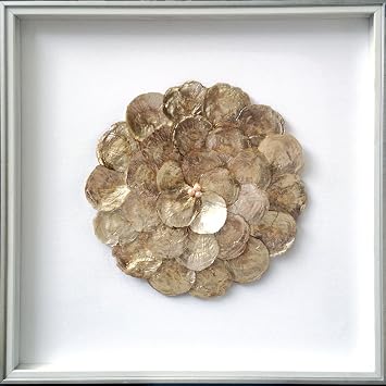 Capiz Sea Shell Framed Wall Art 3D Shadow Box Abstract coastal wall handcraft for home decoration sea shell 19.6"x19.6" pattern A