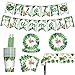 PRATYUS Flamingo Party Vaisselle Décoration Ensemble de 82 Décorations Tropicales pour Anniversaire Bord de Mer Comprend Assiettes Nappes Tasses Pailles Serviettes