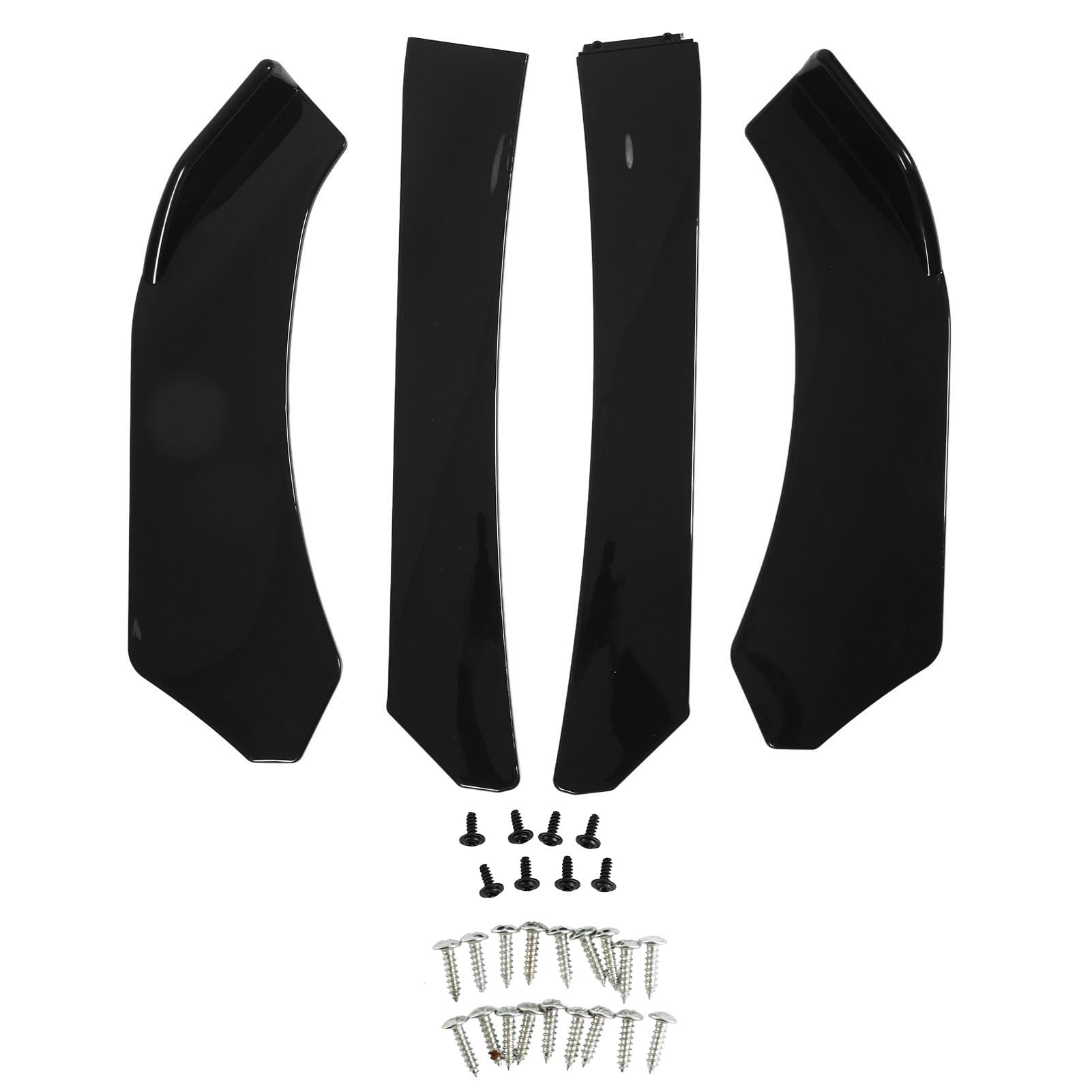 – Front Bumper Chin Spoiler Universal Glossy Black ABS Car Front Bumper Lip Spoiler Splitter for Most Automobiles 4PCs Set with Screws