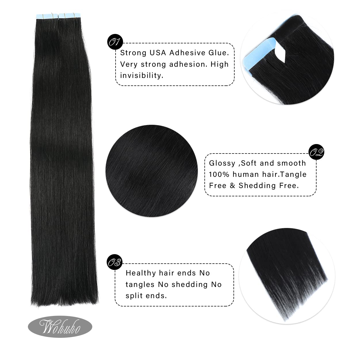 Amazon.com : Tape in Hair Extensions Human Hair 100% Real 