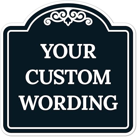 Custom Decorative Sign, Personalized Metal Sign for Business, Driveway, Home, Airbnb, Office Door Plaque, Black Background, 8x8 Inches, ACM, Fade Resistant, Made in USA