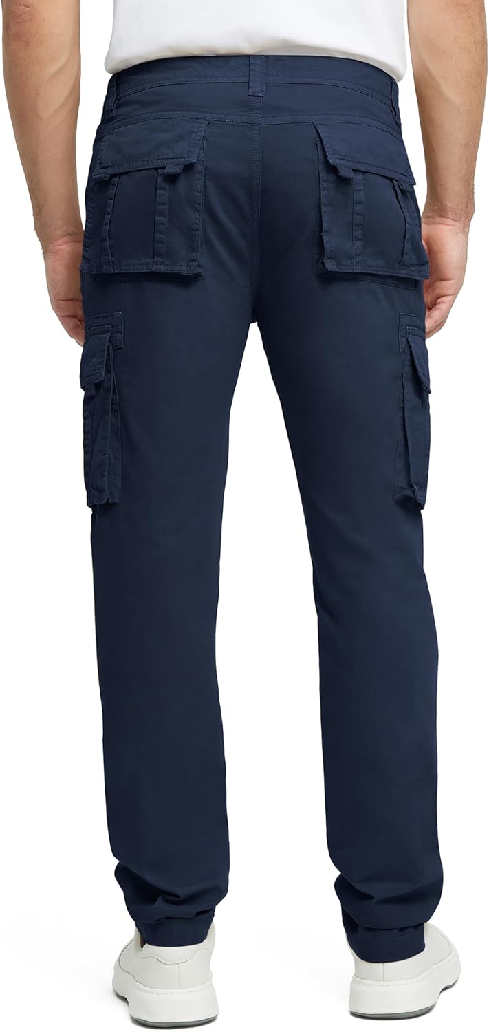 Cargo Pants for Men Cotton Fabric 6 Deep Pockets Straight-Leg Design Work Pants for Men Navy Blue 40 - Image 3