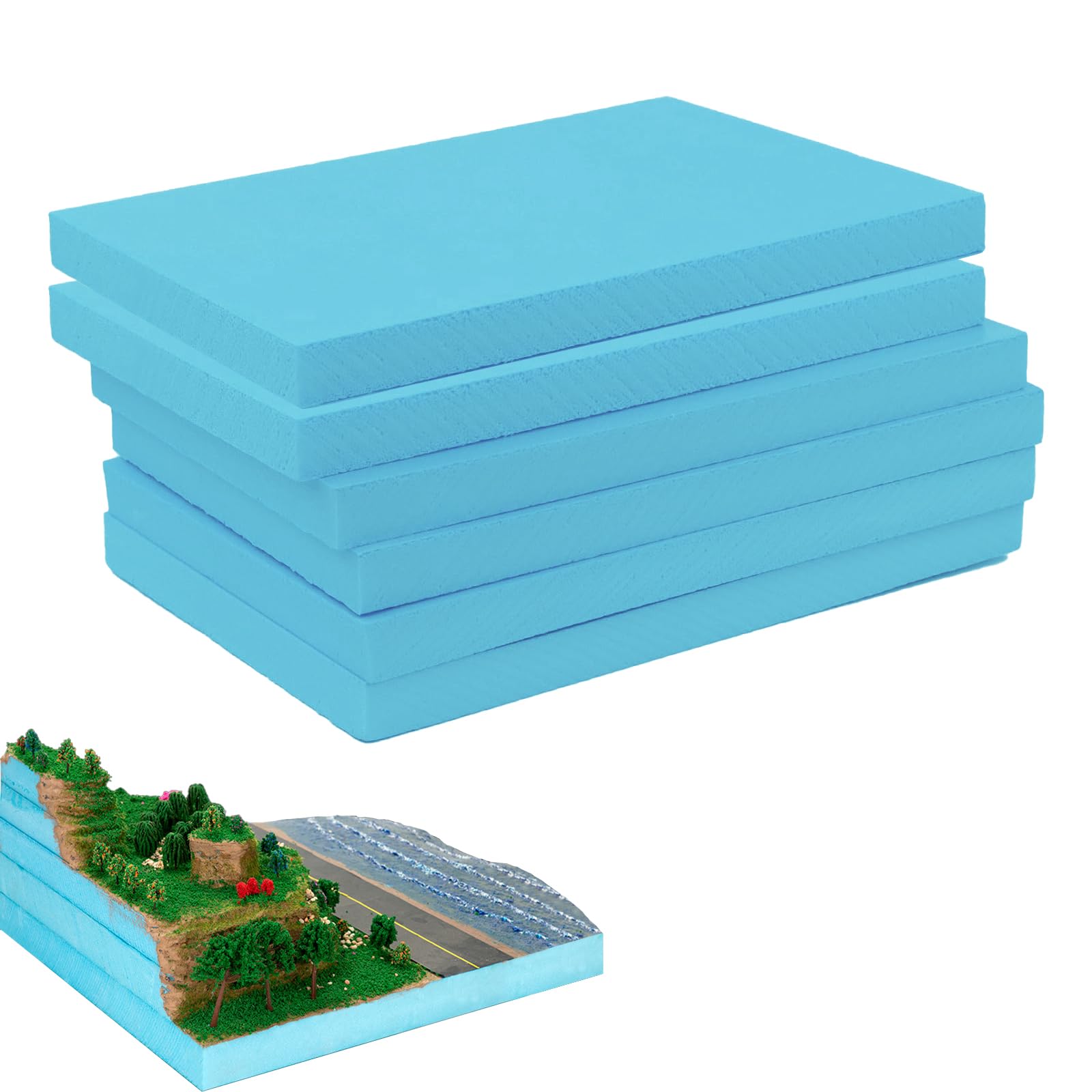 6 pannelli in schiuma rigida per modellazione DIY, pannelli in schiuma rigida per modellismo, pannelli in polistirene espanso, pannelli in schiuma rigida per paesaggio (30x20x2 cm)