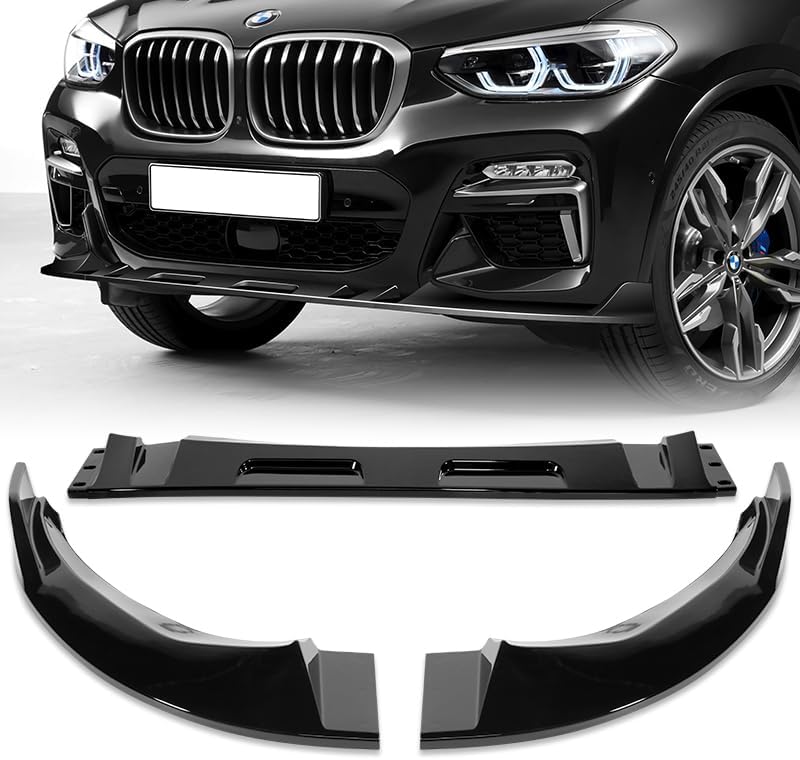 3pcs Front Bumper Lip Spoiler Body Kit Compatible with 2018-2021 BMW X3 X4 G01 G02 M-Sport 2019 2020 (Carbon Look)