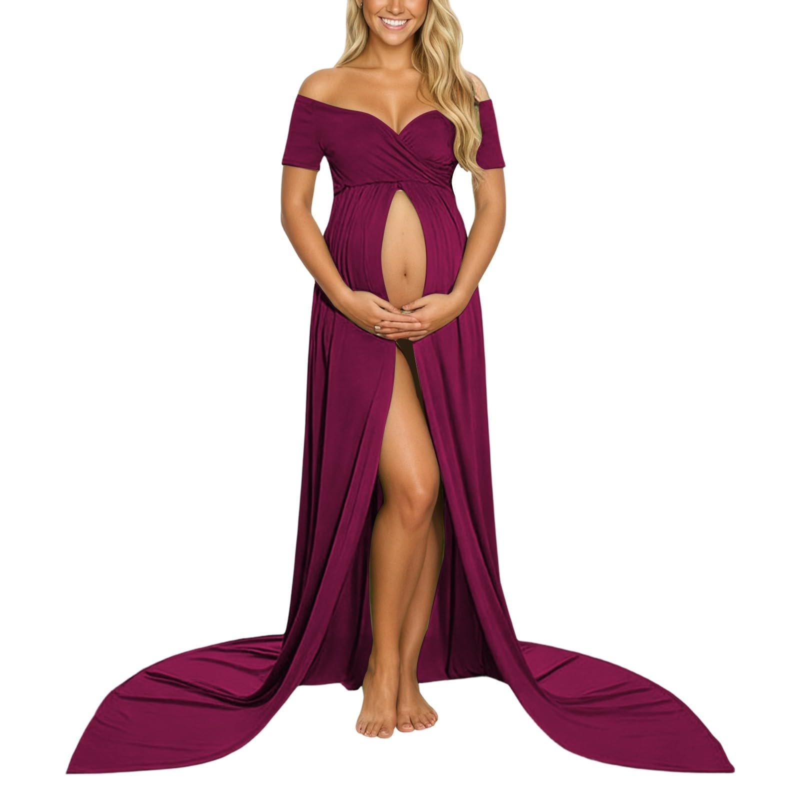 Generisch Elegante abito per servizi fotografici premaman, a maniche lunghe, lungo fino al pavimento, per fotografia in gravidanza, versatili, design classico per la felicità della mamma