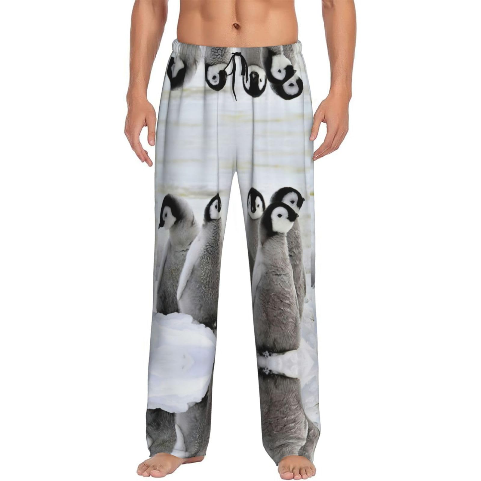 EdWal Emperor Penguin print Men's Pajama Pants Big and Tall Pajama Bottoms Mens Lounge Sleep Pants with Pockets