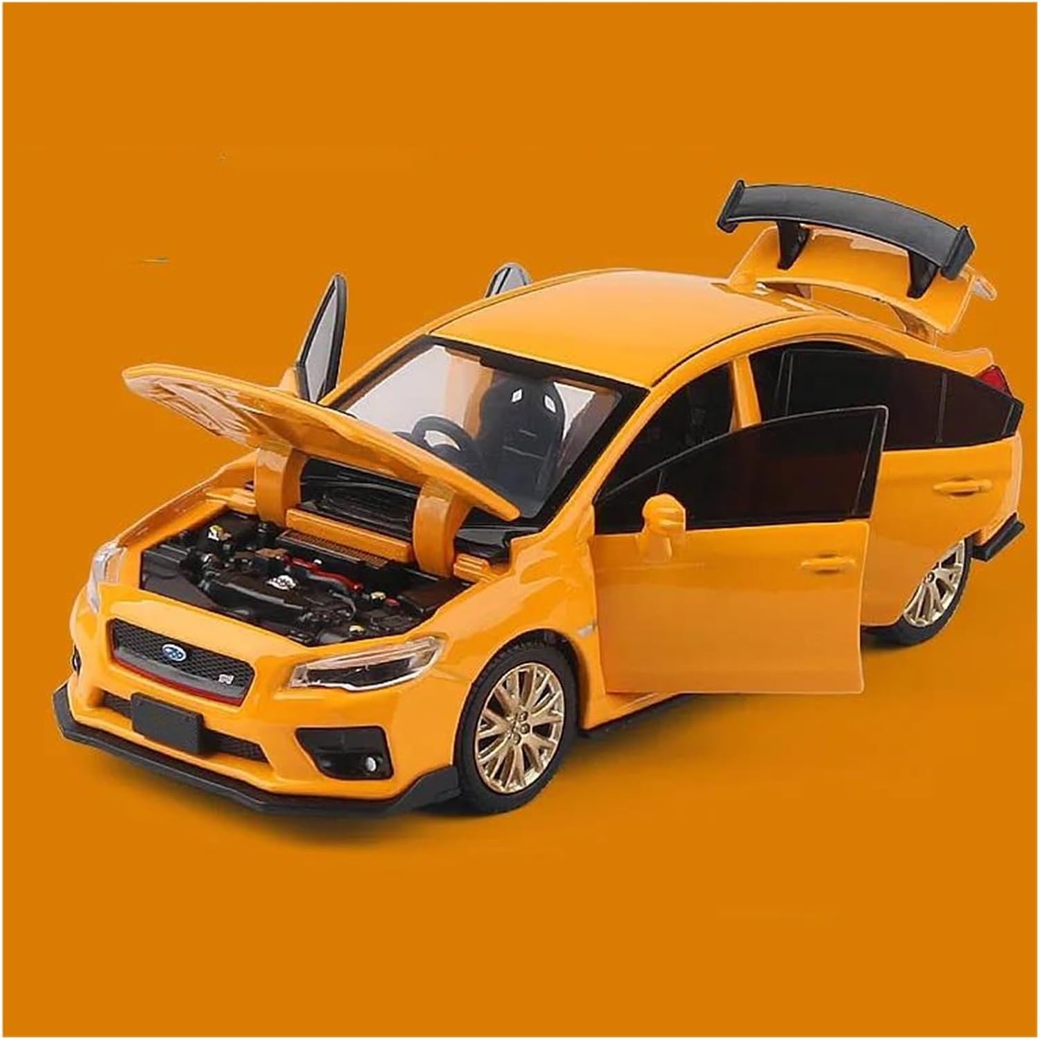 Scale car Model 1/32 for WRX STI Alloy Sport Car Model Diecast Metal Simulation Vehicle Collectible Handicraft Suitable for Decoration(Yellow)