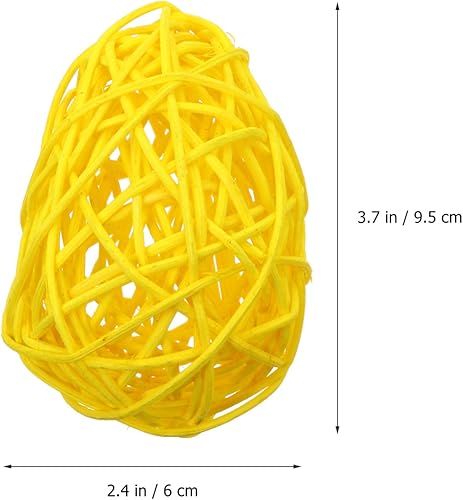 Miniatura 4 de SEWACC 5 bolas de mimbre de ratán bolas decorativas para cuenco centro de mesa forma de huevo de Pascua bola de ratán decorativa orbes de rama