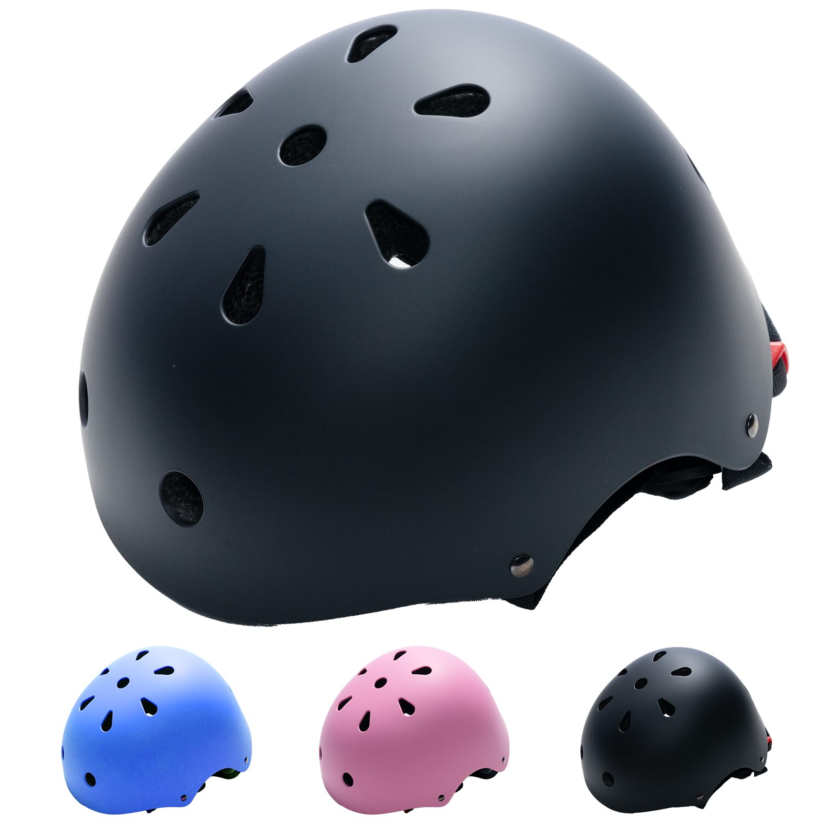 Kinder-Fahrradhelm, alte Jungen, Mädchen, Kleinkinder, Fahrradhelme für 3–13 Jahre, verstellbarer, leichter Helm für Skateboard, Fahrrad, Rollschuhlaufen, Roller (Schwarz, M)