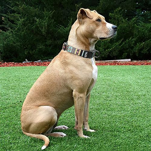 HEELE Hundehalsband, Hunde Halsband für Welpen Kleine Mittlere Große Hunde, Gemustertes Hundehalsbänder Verstellbares, Komfort, Robustem HundeHalsband, Bohemian Cyan, L