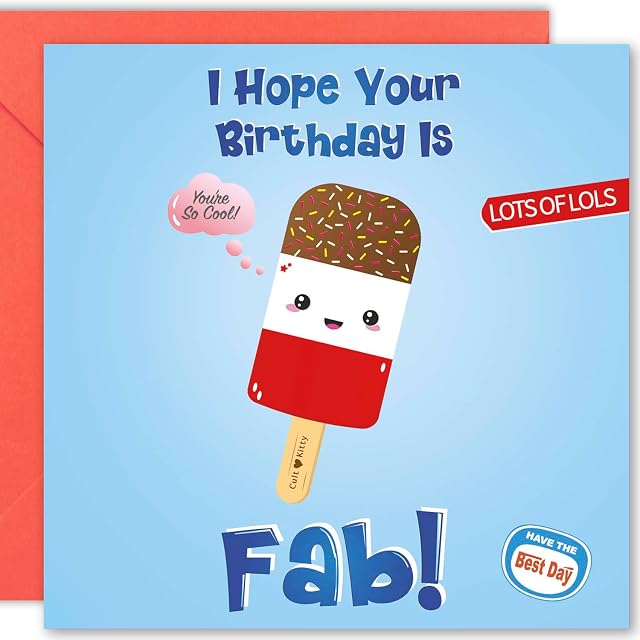 Cult Kitty Birthday Cards for Women - Birthday Is Fab - Funny Birthday Cards for Men, Funny Birthday Cards for Women, Sister Birthday Card Funny, Rude Birthday Cards for Men