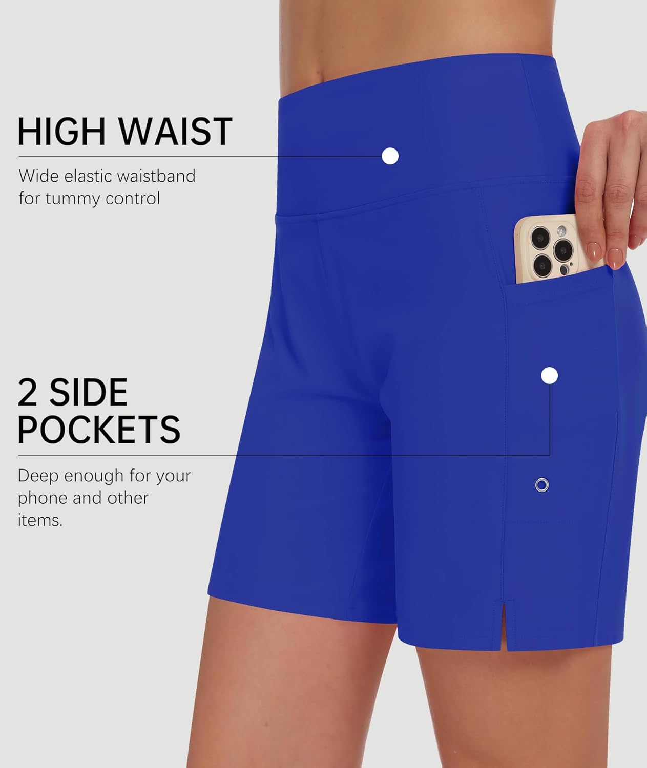 DIBAOLONG Women's Swim Shorts 7" High Waisted Quick Dry UPF 50+ Beach Board Shorts for Women with Liner & Pockets - Image 6