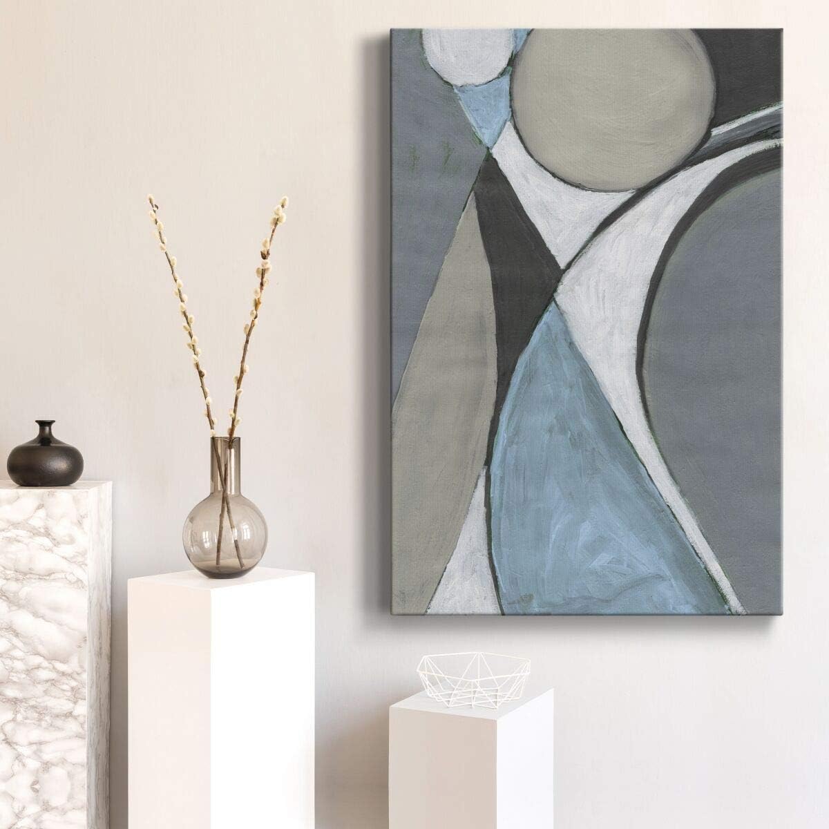 Renditions Gallery Modern Wall Decor Paintings & Prints for Home A Soft Jeweled Geometrical Shapes Abstract Canvas Artwork for Bedroom Office Kitchen Wall - 12"X18" LT15 image 4
