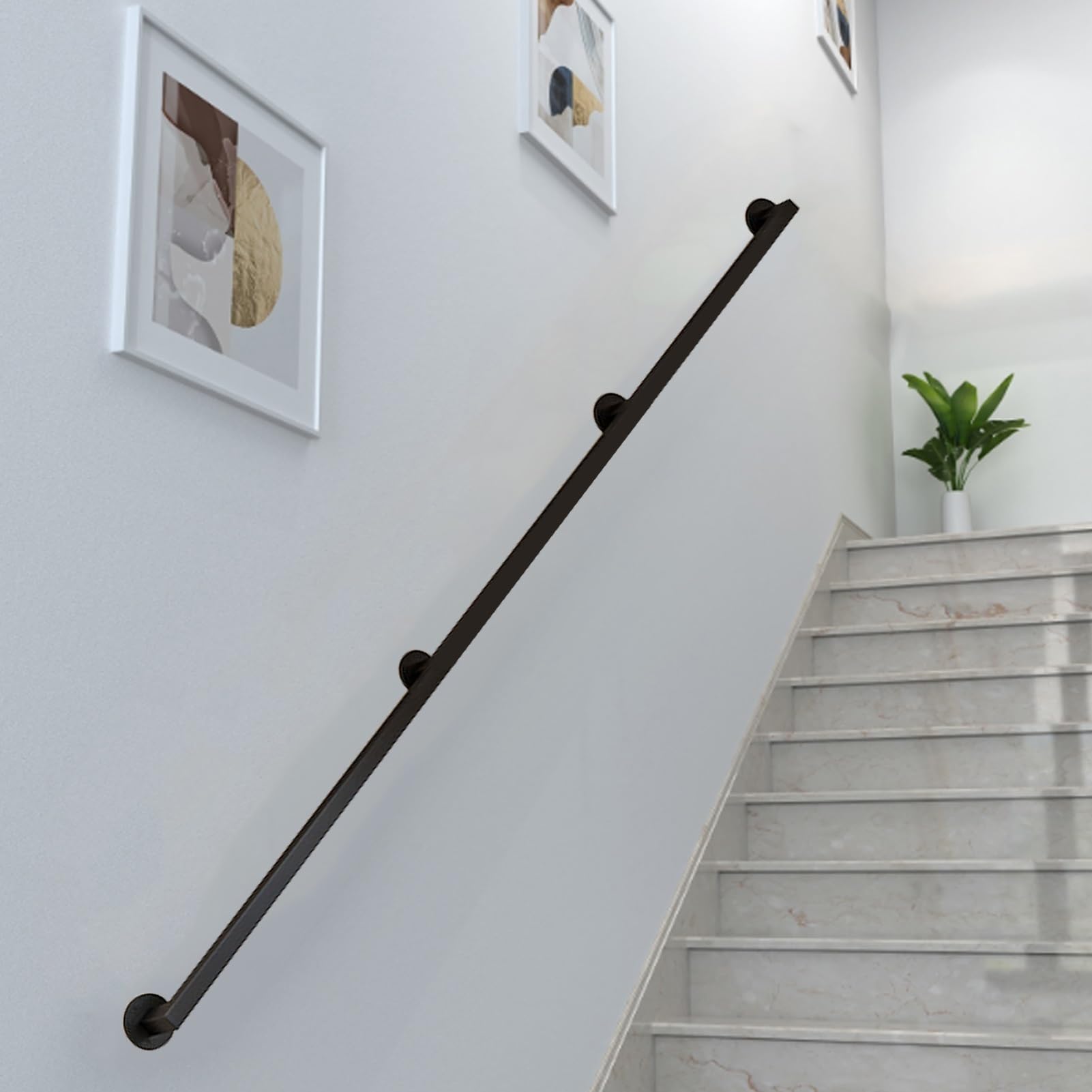 Rambarde murale noire pour escalier intérieur disponible de 80 cm à 6 m