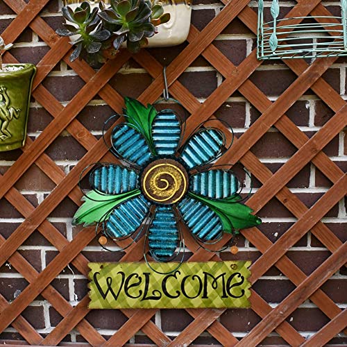 Metal Hanging Large Flower Welcome Sign Wall Art Decor Flower Front Door Wreath #TOP6