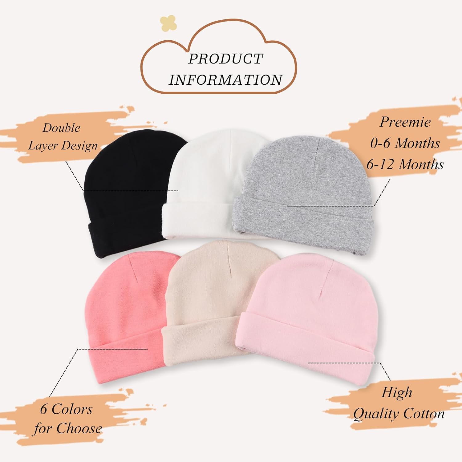 Bamery Cotton Baby Girl Hat Preemie Boys Beanie Newborn Hospital Hats Winter Infant Hats for Girls