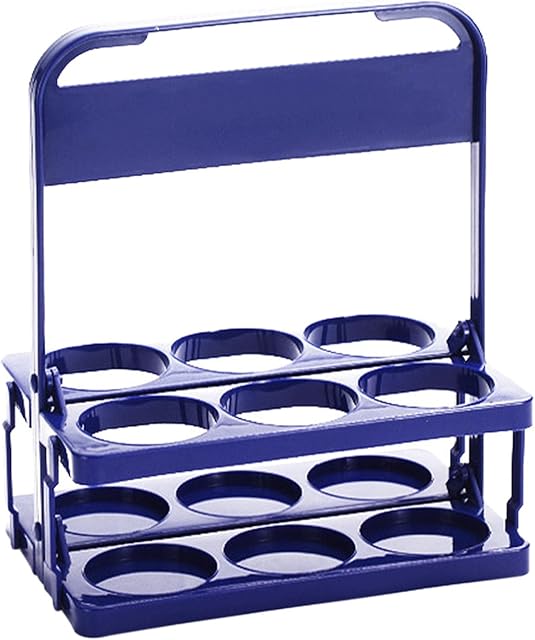 QOTSTEOS Foldable Beer Rack, Reusable 6 Pack Beer Bottle Carrier, Plastic Drink Caddy Holder, Bar Liqueur Wine Beer Rack Basket Cup Carrier Delivery Bag for Daily Use KTV and Party(Blue)