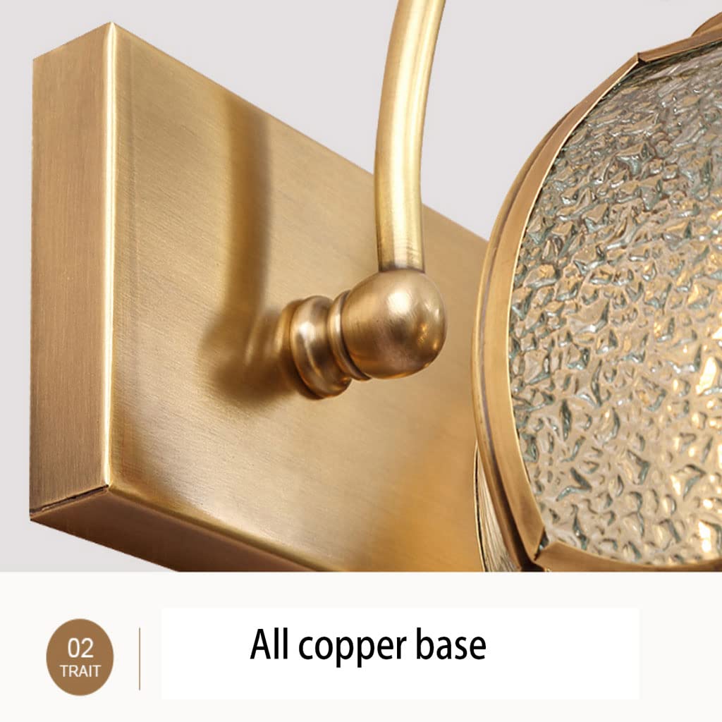 Luz de tocador de baño 3 Luces Estilo Europeo Todos los Accesorios de iluminación de tocador de Bronce con Accesorios de iluminación de Pared de Pantalla de Vidrio