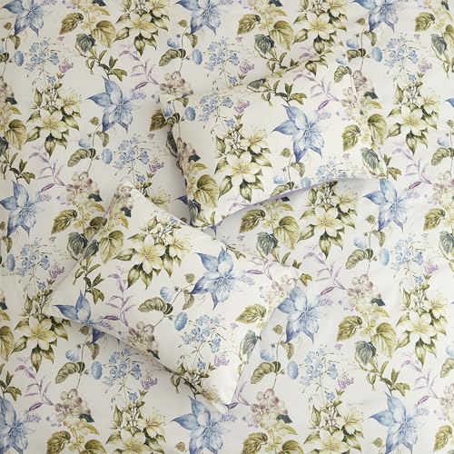 Image of Modern Threads 5-Piece Printed Comforter Set Gabrielle - Lilac, Blue & Cream Floral Bedding with Decorative Pillows & Shams, Soft All Season Bed Set, King