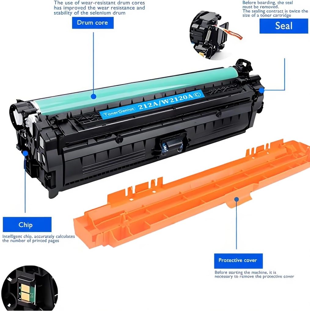 212A W2122A Yellow Toner Cartridge Compatible for HP Color LaserJet M554 M555dn MFP M578dn M578f M578c M578z Overstock