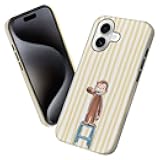 Case for iPhone 17,Funny Monkey Stripes Yellow Phone Case Military-Grade Drop Protection Cover for Women Girl - Frosted