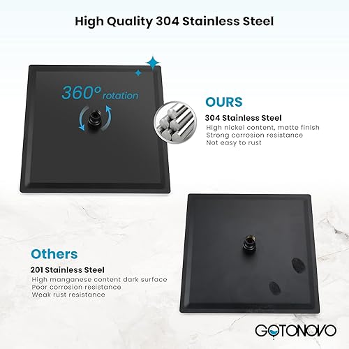 Miniatura 37 de gotonovo Juego de grifo de ducha tipo lluvia con sistema de molduras de ducha con cabezal de ducha de lluvia de 10 pulgadas, mezclador de baño