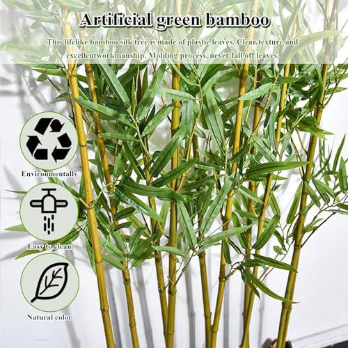 Realistische große Kunst-Bambus-Pflanze, 70 üppige Blätter, 1 m hoch, perfekter künstlicher Bambusbaum für Innen- und Außenbereich, Raumteiler, Aquarium, Restaurant, Zuhause und Büro