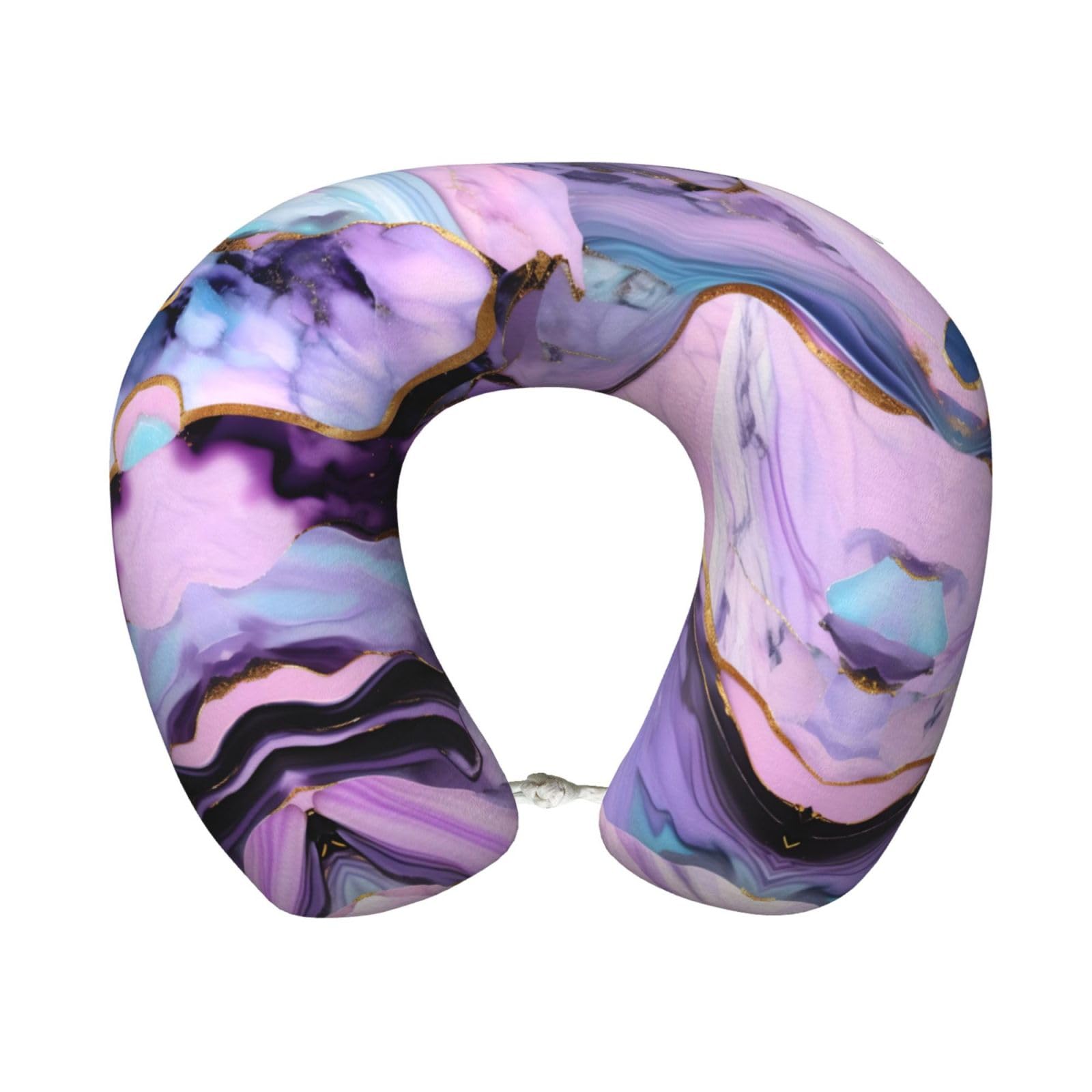 peiyeety Colorful Marble Pastel Red Blue Purple Print Custom U-Shaped Pillow,Memory Foam Cervical Neck Travel Pillow,for Home,Camping,Travelling