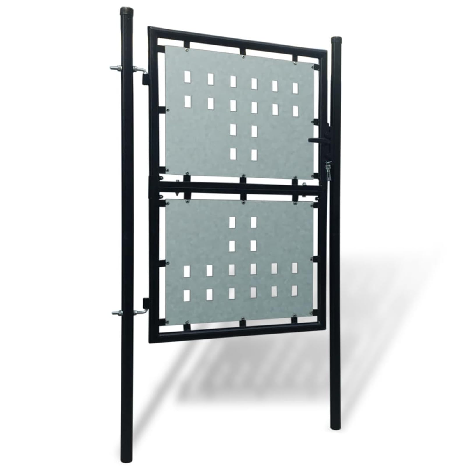 Rantry Mobile Cancello per Recinzione Singolo Nero 100 x 200 cm, Cancello per Giardino, Cancello per Recinzione da Esterno, Porta Staccionata Pedonale Barriera per Cortilev