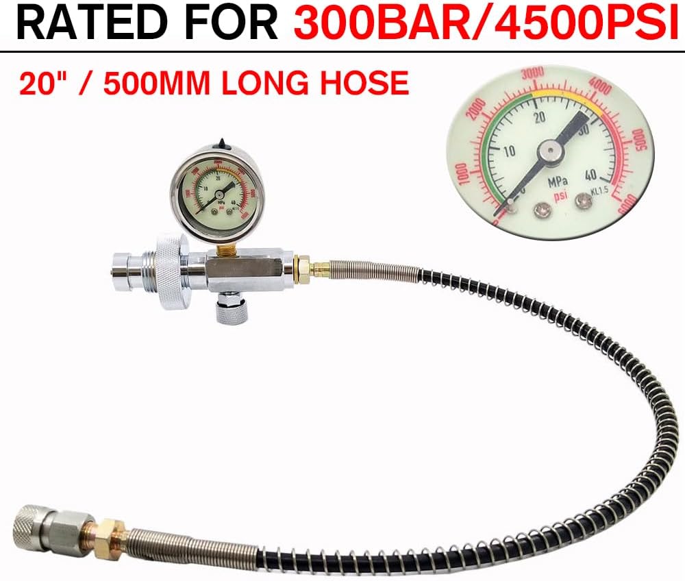 Paintball PCP Din Fill Station Charging kit 300 bar/ 4500 psi Air Refill Pressure Gauge