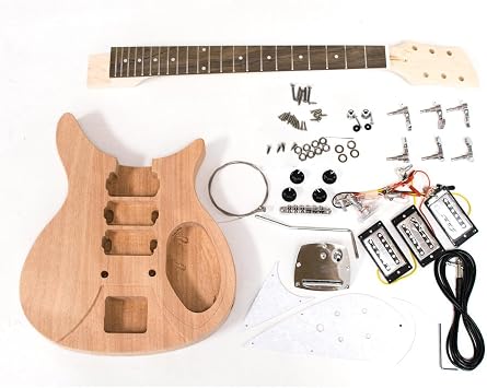 DIY Electric Guitar Kit   Rickenbacker Style with Tremolo | Mahogany Body, Canadian Maple Neck, Solderless Electronics | Build Your Own Custom Electric Guitar