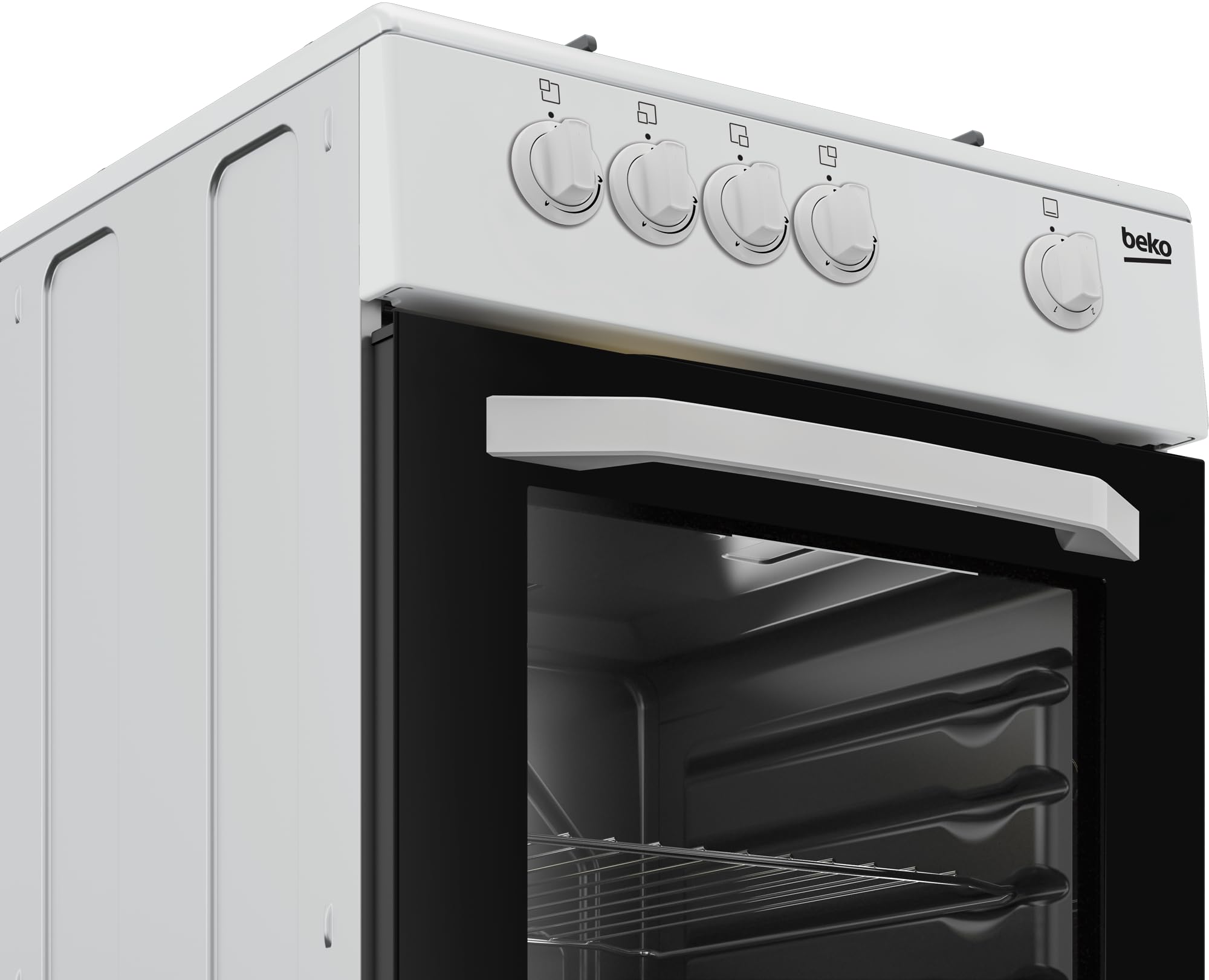 Beko - CSG42001FW - Kitchen 50 x 50, Gas cooker + hob with 4 gas burners and plate grills, class A, mechanical control, white, dimensions H x W x D: 85.0 x 50.0 x 50.0