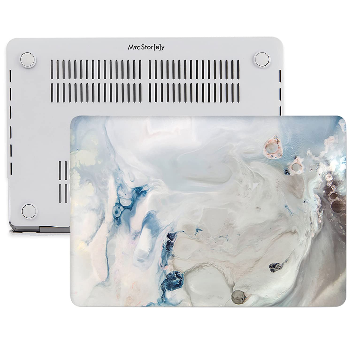 McStorey MacBook Air M1 Kılıf A2337 Uyumlu 13 İnç Mermer Desenli Hard Case A2179 A1932 Sert Koruyucu Kapak Mavi