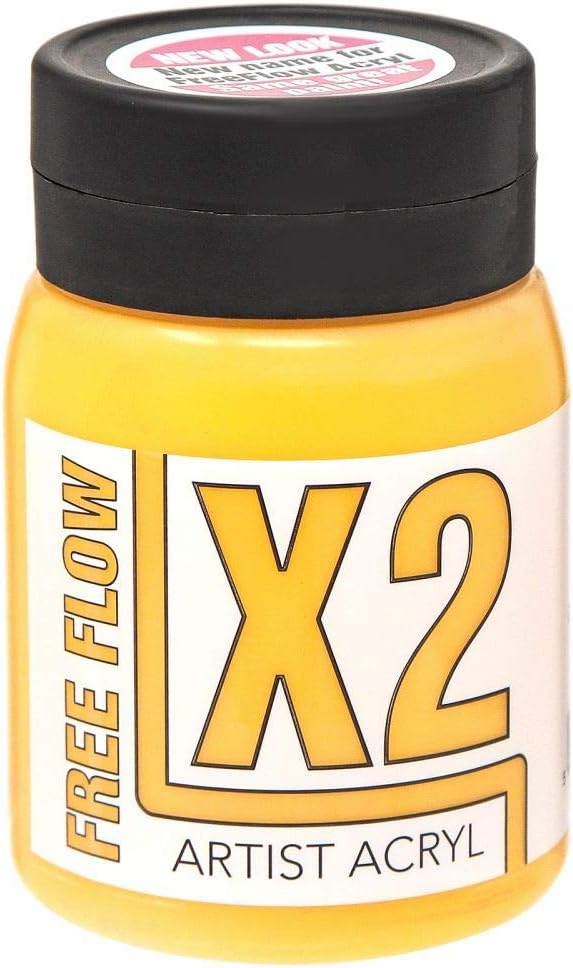 Specialist Crafts X2 Free Flow Acryl Acrylic Colours 500ml Cadmium Yellow Medium Hue