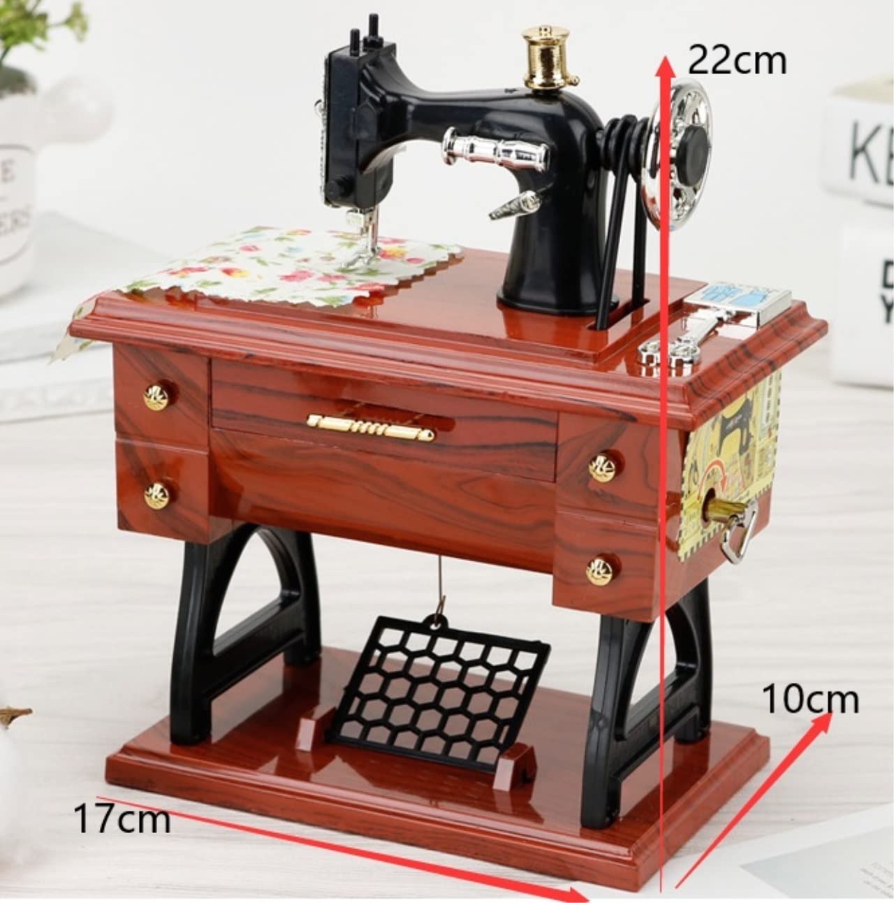 Caja de música Caja De Musica Niña Caja De Música De Máquina De Coser Caja De Música De Decoración De Plástico con Cajón para Cumpleaños De Navidad Caja Musical Personalizada(17 * 10 * 22cm)