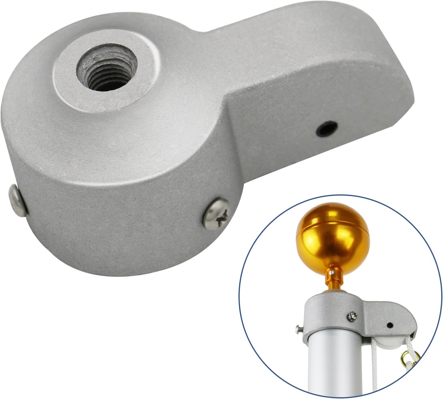 NQ Flag Pole Truck with Nylon Pulley for 1.6" to 2" Diameter USA Flag Poles,Heavy Duty Flag Pole Halyard Truck,Aluminum Alloy Flag Pole Truck (2", Sliver)