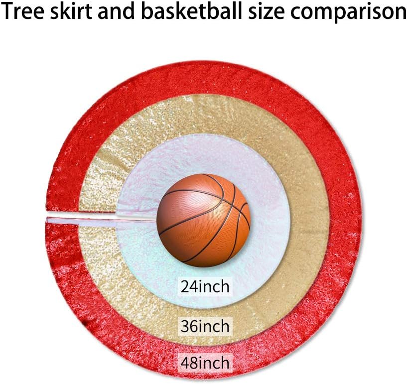 Tree Skirt 24 Inch Sequin Tree Skirt Silver Christmas Tree Skirt Mat Ornaments for Christmas Holiday Party Decoration