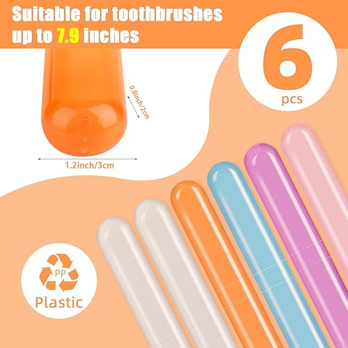Miniatura 2 de Eaezerav Paquete de 6 fundas para cepillos de dientes de viaje, soporte portátil transpirable para cepillos de dientes, contenedor de plástico para
