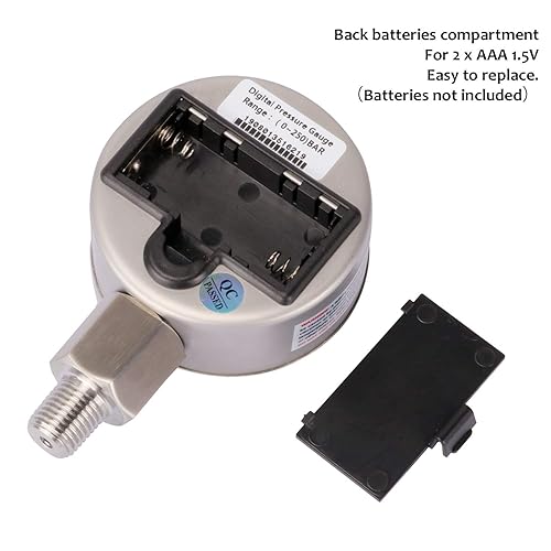 Miniatura 9 de MEASUREMAN Dial de 2-12", medidor de vacío industrial digital con montaje inferior NPT de 14", caja de acero inoxidable y conexión, 15 psi, 1%,