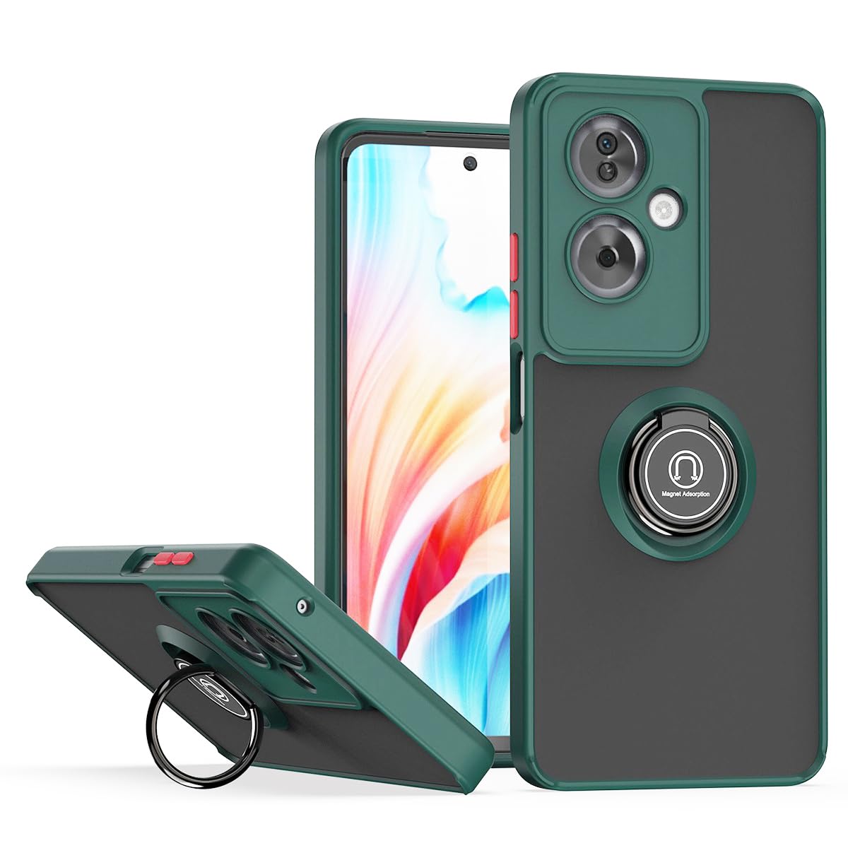 WEIOU Cover Per OPPO Reno 4Z 5G: Custodia Antiurdo Con Anello Girevole 360° E Supporto Magnetico (Blu) - 3