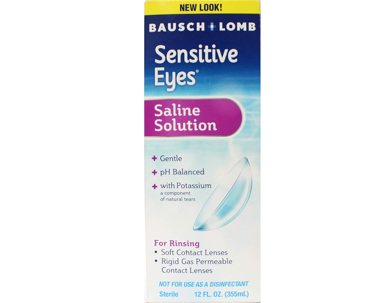 Sensitive Eyes Saline Solution from Bausch Lomb for Soft Contact Gas Permeable Lenses Saline Solution with Potassium 12
